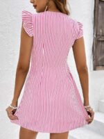Rochie Scurta Anemon Alba Cu Dungi Roz - imagine 2