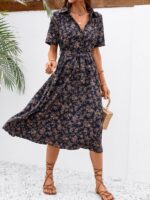 Rochie Midi Lydia Bleumarin Inflorata
