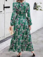 Rochie Lunga Kaidi Verde Inflorata - imagine 2