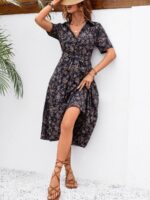 Rochie Midi Lydia Bleumarin Inflorata - imagine 3