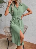 Rochie Midi Vandana Khaki Cu Nasturi