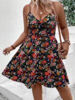 Rochie Scurta Louan Neagra Inflorata - Marimi Mari - imagine 3