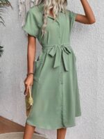 Rochie Midi Vandana Khaki Cu Nasturi - imagine 3