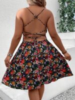 Rochie Scurta Louan Neagra Inflorata - Marimi Mari - imagine 2