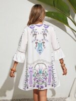 Rochie Scurta Agnes Alba Cu Print Multicolor - imagine 2