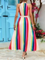 Rochie Lunga Nikie cu Dungi Multicolore - imagine 2