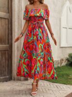 Rochie Lunga Camila Rosie Cu Print Multicolor - imagine 5