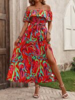 Rochie Lunga Camila Rosie Cu Print Multicolor