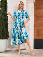 Rochie Midi Joelle Alba Cu Print Albastru - imagine 3