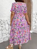 Rochie Lunga Rosbrit Alba Cu Model Floral Multicolor - Marimi Mari - imagine 2