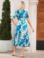 Rochie Midi Joelle Alba Cu Print Albastru - imagine 2