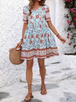 Rochie Scurta Viona Bleu Inflorata - imagine 4
