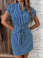 Rochie Scurta Varesi Bleu Cu Dungi Albastre - imagine 3