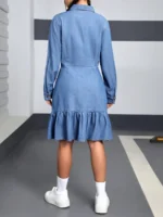 Rochie Scurta Faja Din Denim Cu Nasturi - imagine 2