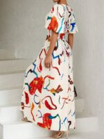 Rochie Lunga Francy Alba Cu Print Multicolor - imagine 2