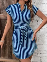 Rochie Scurta Varesi Bleu Cu Dungi Albastre - imagine 5