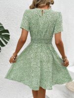 Rochie Scurta Gisela Verde Cu Model Floral Alb - imagine 2