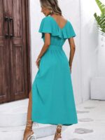 Rochie Lunga Andela Turcoaz Cu Cordon - imagine 2