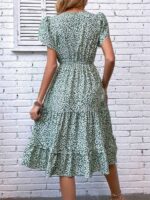 Rochie Midi Noreen Vernil Cu Model Floral Alb - imagine 2