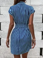 Rochie Scurta Varesi Bleu Cu Dungi Albastre - imagine 2