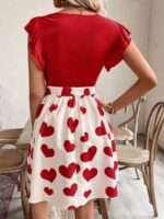 Rochie Scurta Saskia Rosie Cu Inimioare - imagine 2