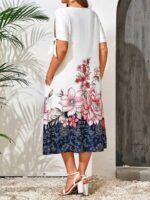 Rochie Midi Renna Alba Inflorata - Marimi Mari - imagine 2