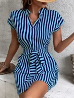 Rochie Scurta Varesi Bleu Cu Dungi Albastre