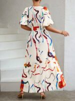 Rochie Lunga Francy Alba Cu Print Multicolor - imagine 5