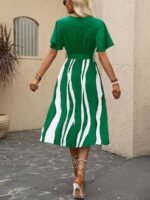 Rochie Midi Marcella Verde Cu Pliuri Si Cordon - imagine 2