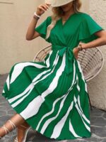 Rochie Midi Marcella Verde Cu Pliuri Si Cordon - imagine 3