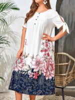 Rochie Midi Renna Alba Inflorata - Marimi Mari - imagine 3