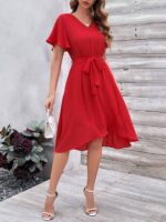 Rochie Midi Seia Rosie Cu Cordon - imagine 3