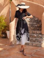 Rochie Lunga Catillar Neagra Cu Cordon