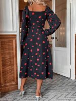 Rochie Midi Alaska Neagra Cu Inimioare Rosii - imagine 2