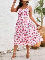 Rochie Midi Rafaela Alba Cu Model Cu Capsuni - Marimi Mari - imagine 3