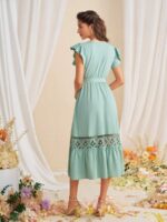 Rochie Midi Joyce Verde Deschis Cu Cordon - imagine 2