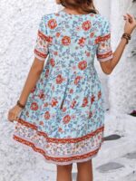 Rochie Scurta Viona Bleu Inflorata - imagine 2