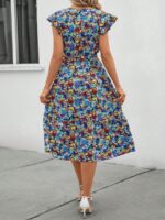 Rochie Midi Aziza Cu Model Floral Multicolor - imagine 2
