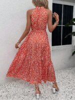 Rochie Lunga Artiola Caramizie Cu Print Alb - imagine 2