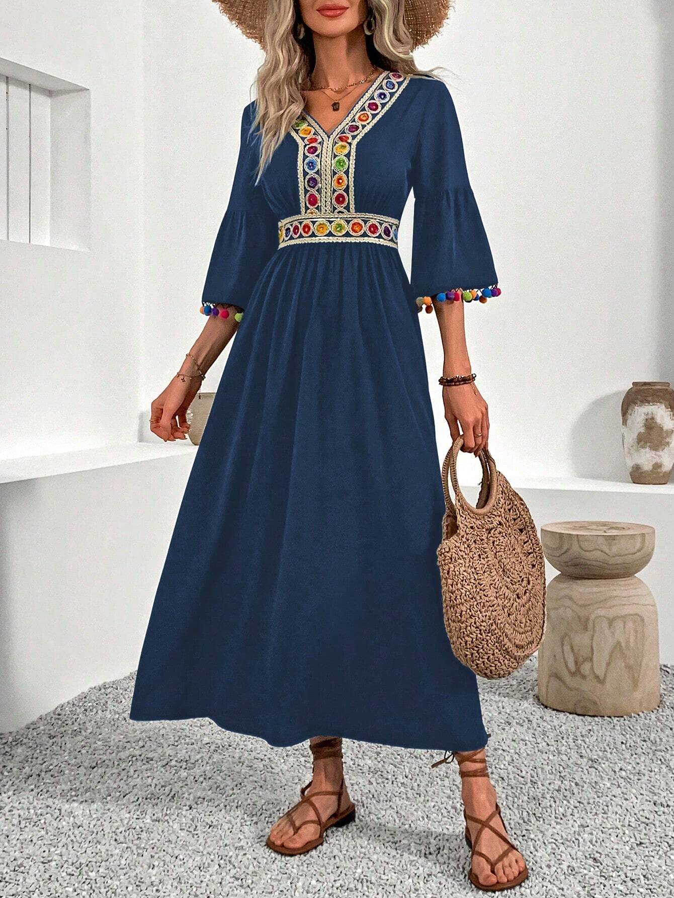 35 Rochie Lunga Antonina Albastru Inchis - imagine 1