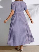 Rochie Lunga Loreen Mov Deschis Cu Buline Albe - Marimi Mari - imagine 2