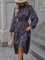 Rochie Midi Ketura Bleumarin Inflorata - imagine 3