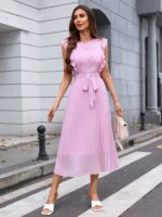 Rochie Lunga Geeske Roz Cu Cordon - imagine 3
