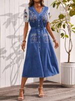 Rochie Lunga Esteri Albastra - imagine 3