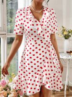 Rochie Scurta Zeynep Alba Cu Inimioare Rosii - imagine 5