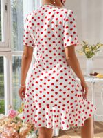 Rochie Scurta Zeynep Alba Cu Inimioare Rosii - imagine 2