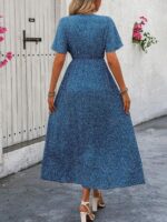 Rochie Lunga Charline Albastra cu Buline Albe - imagine 2