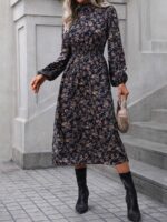 Rochie Midi Ketura Bleumarin Inflorata