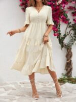 Rochie Midi Loredana Crem Deschis - imagine 3