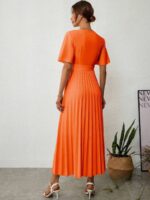 Rochie Lunga Anerva Portocalie Cu Pliuri - imagine 2
